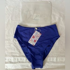 NWT Toluca Blue High Cut Bikini Swim Bottom M ~ New